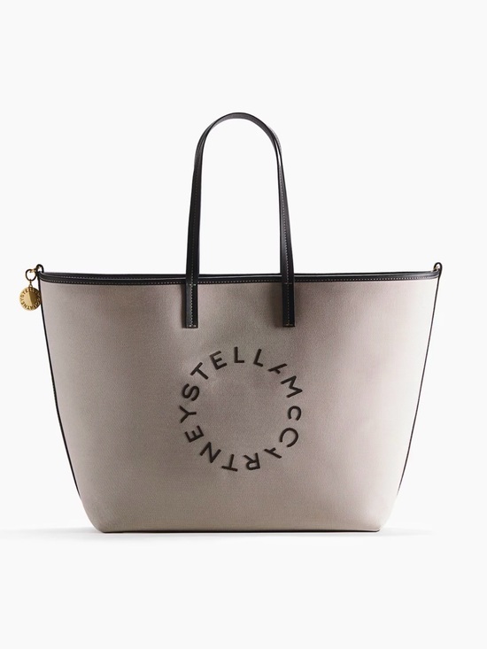 Stella McCartney Handbags - Stella McCartney Beige and Black Logo Circle Tote